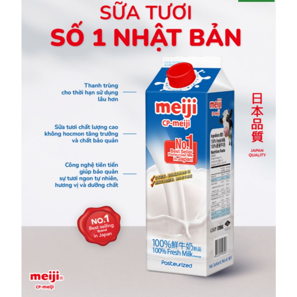  Sữa tươi thanh trùng MEIJI (xanh dương) - Hộp 946ml 