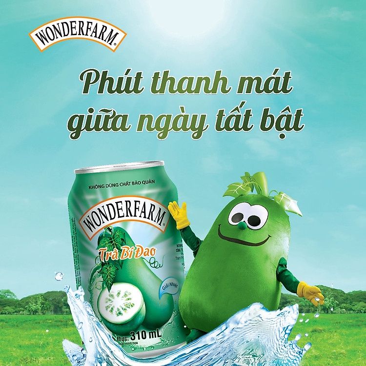  Trà bí đao Wonderfarm ít đường - Lon 310ml 