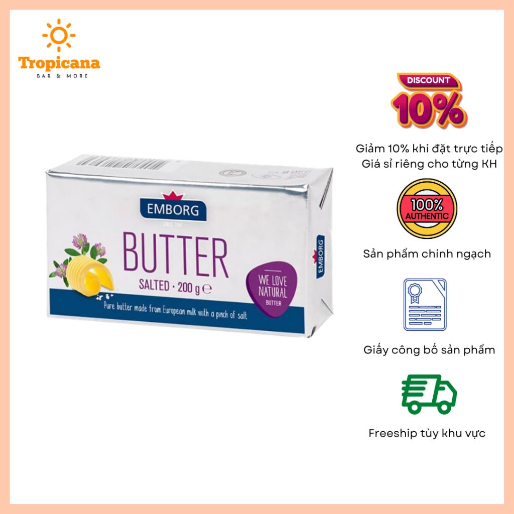  Bơ mặn Emborg (80% chất béo) - Gói 200gr 