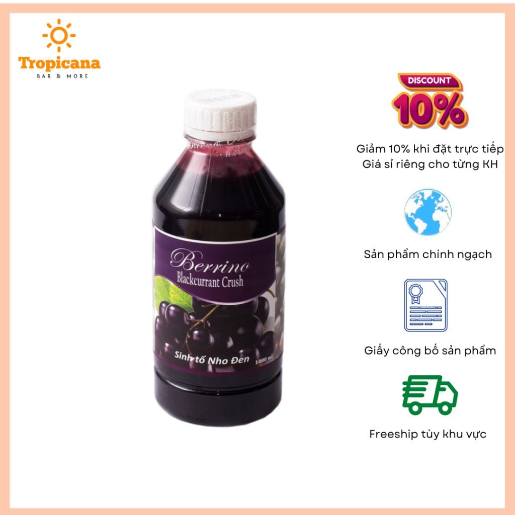  Sinh tố Berrino Nho Đen - Chai 1L 