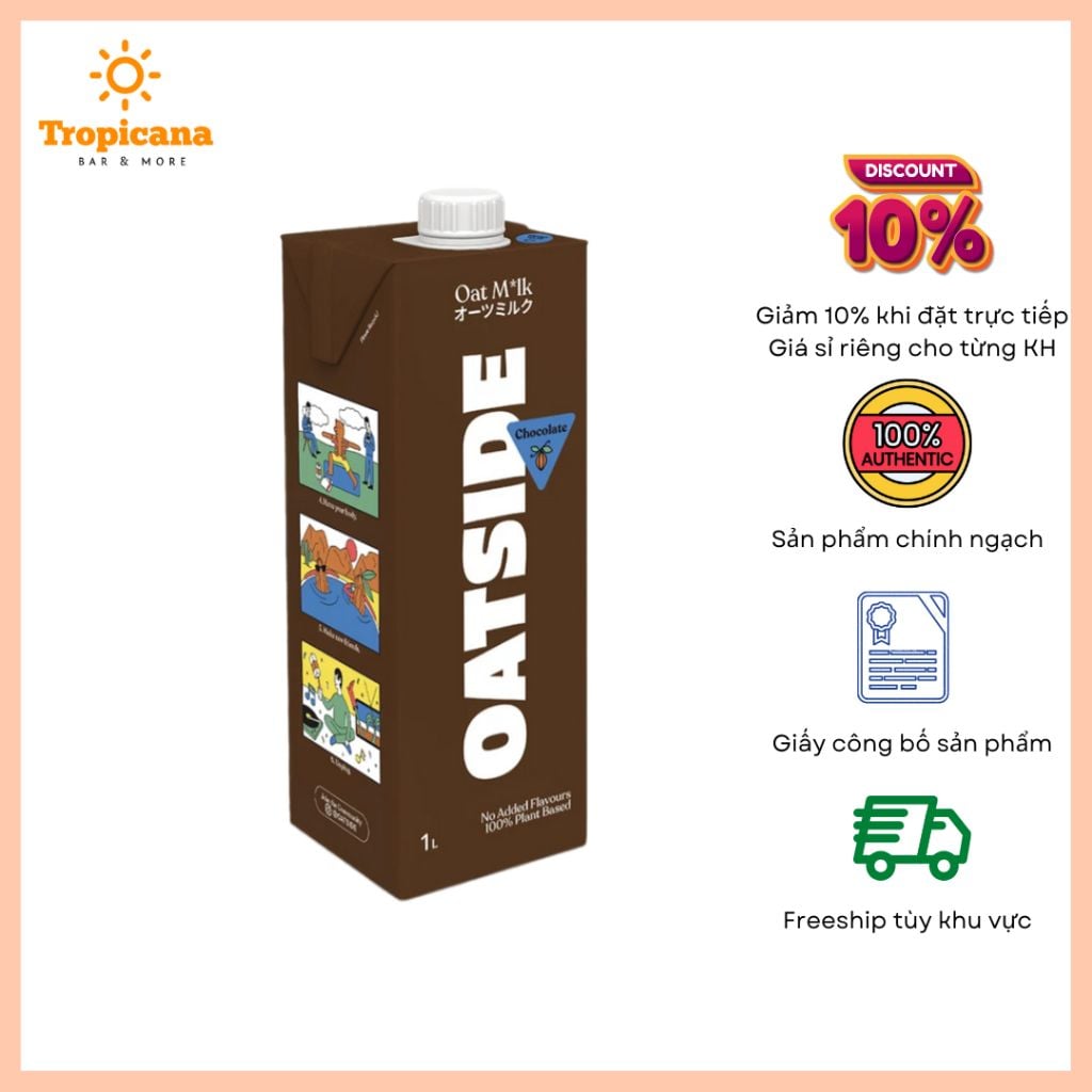  Sữa Yến Mạch OATSIDE Chocolate Oat Milk - Hộp 1L 