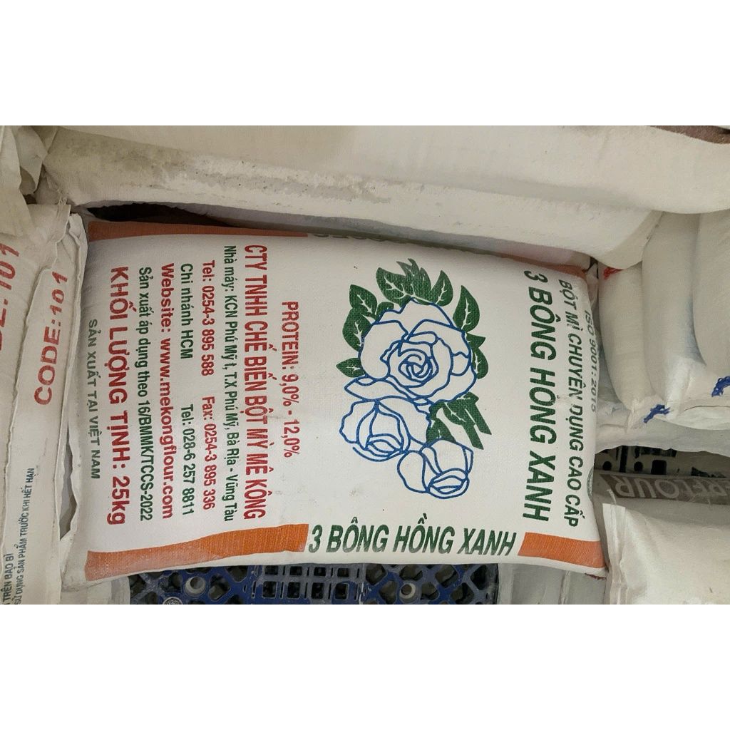  Bột mì 3 Bông Hồng Xanh - Bao 25kg - Có thể gửi chành ngoài để giảm ship 