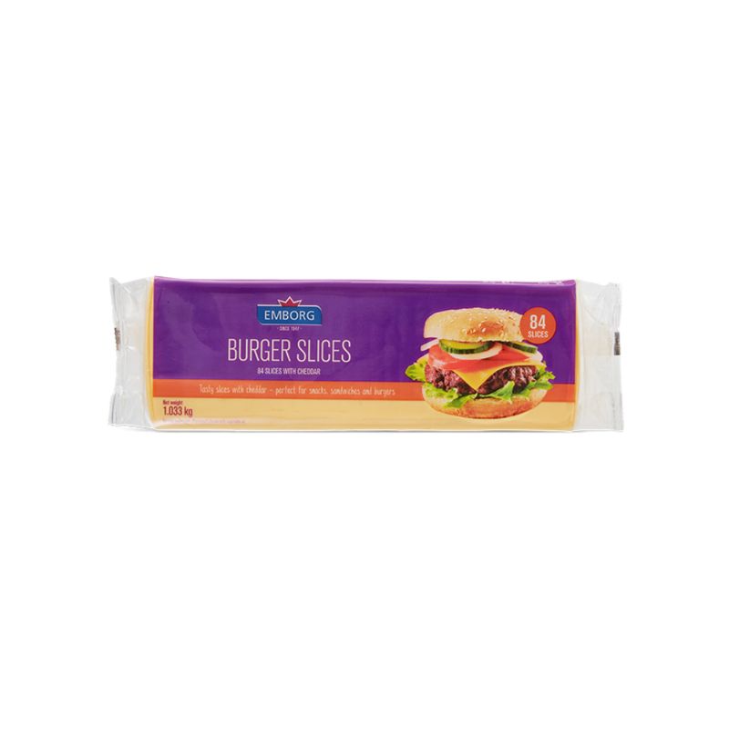  Phô mai lát Cheddar Emborg (Burger Slice) - 84 lát - Gói 1kg 