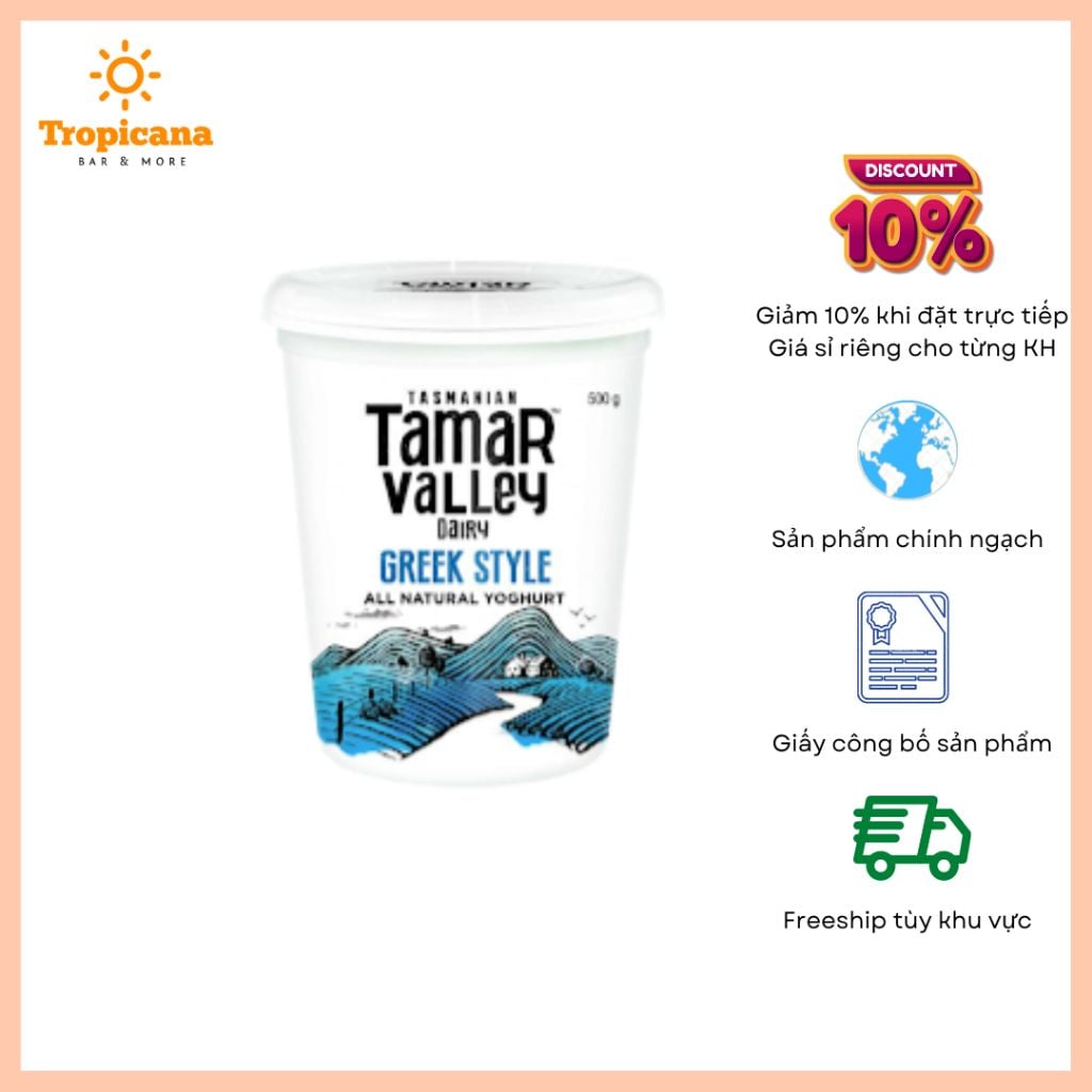  Sữa chua kiểu Hy Lạp không đường Tamar Valley - Hộp 500g 