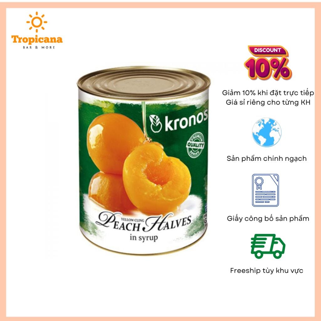  Đào ngâm Kronos - Lon 825g 