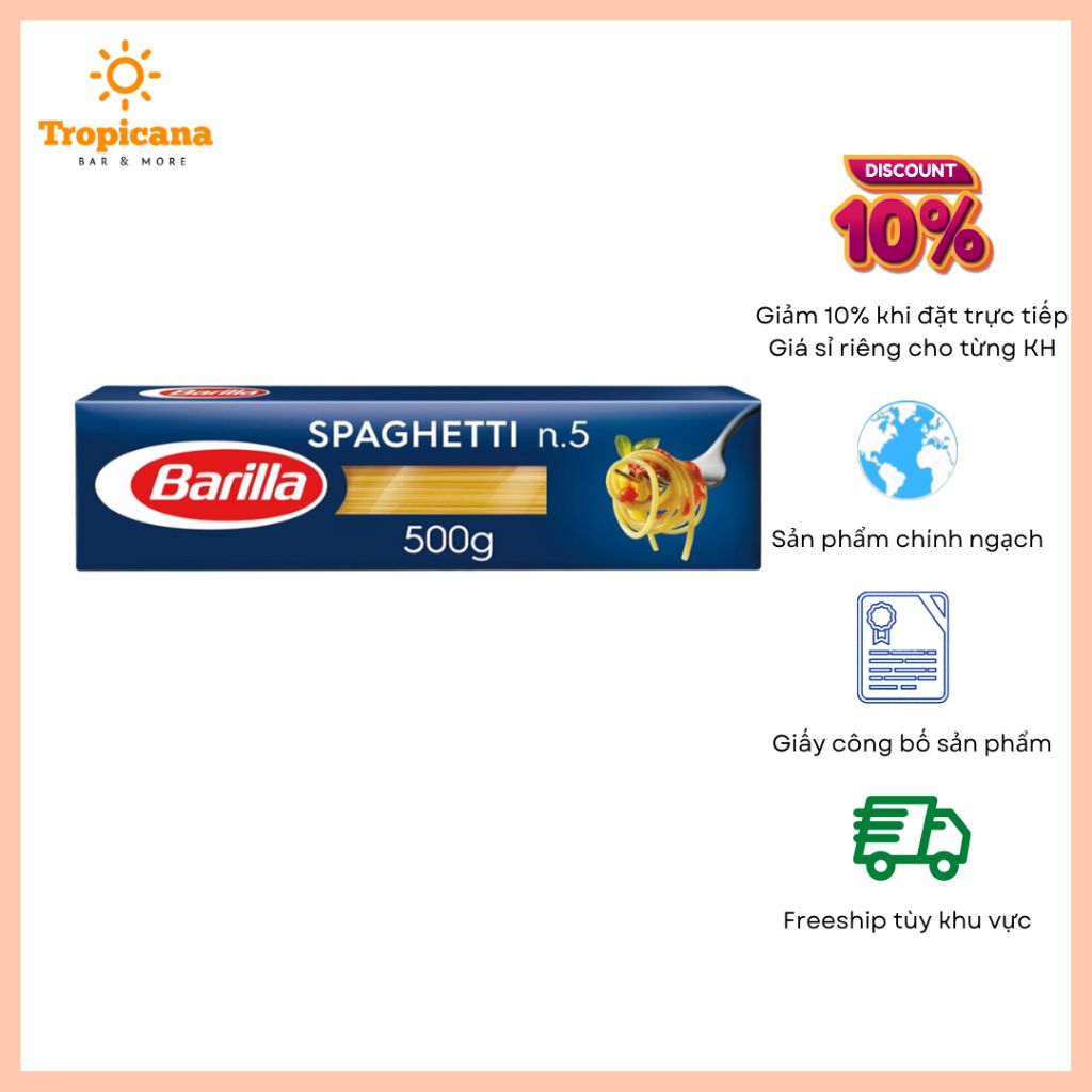  Mì Barilla Pasta - No 3 & No.5 - Hộp 500gr 