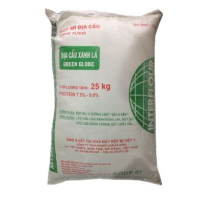  Bột mì Địa cầu xanh lá Protein 7.5 - 9% - Bao 25kg - Có thể gửi chành ngoài để giảm ship 