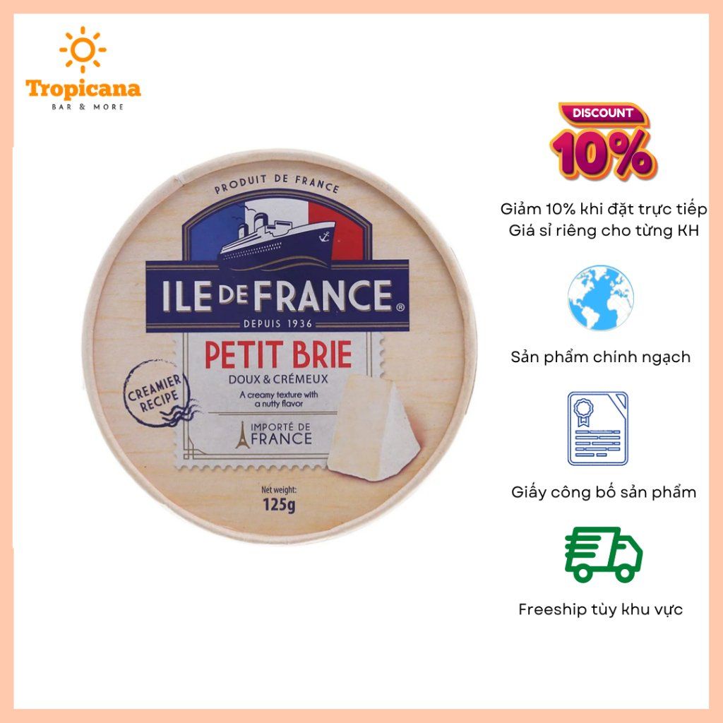  Phô mai Ile De France Petit Brie - Hộp 125g 