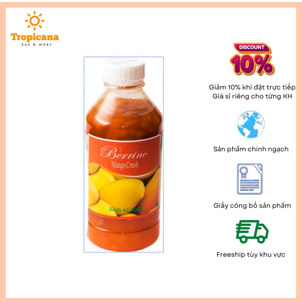  Sinh tố Berrino Xoài - Chai 1L 