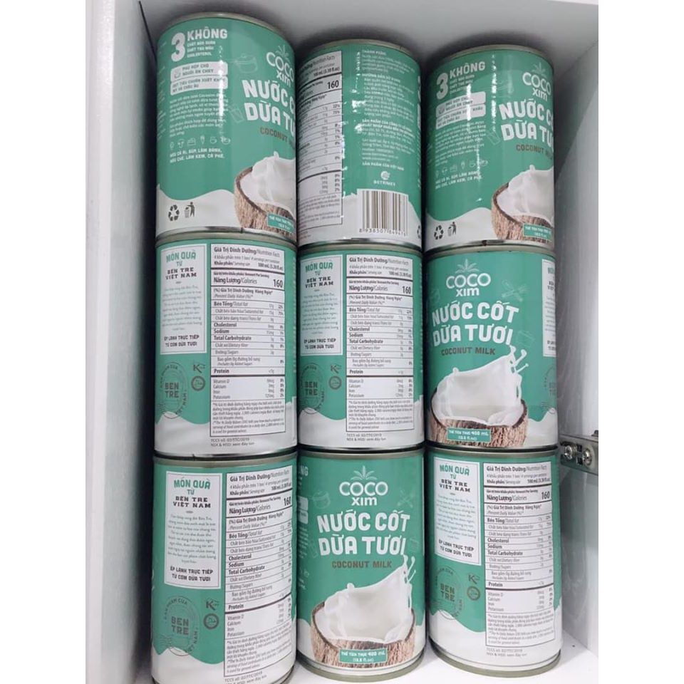  Nước cốt dừa Cocoxim xanh - Lon 400ml (ngọt) 