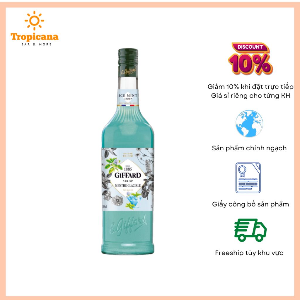 Syrup Giffard Bạc Hà Trắng (Ice mint) - Chai 1L 