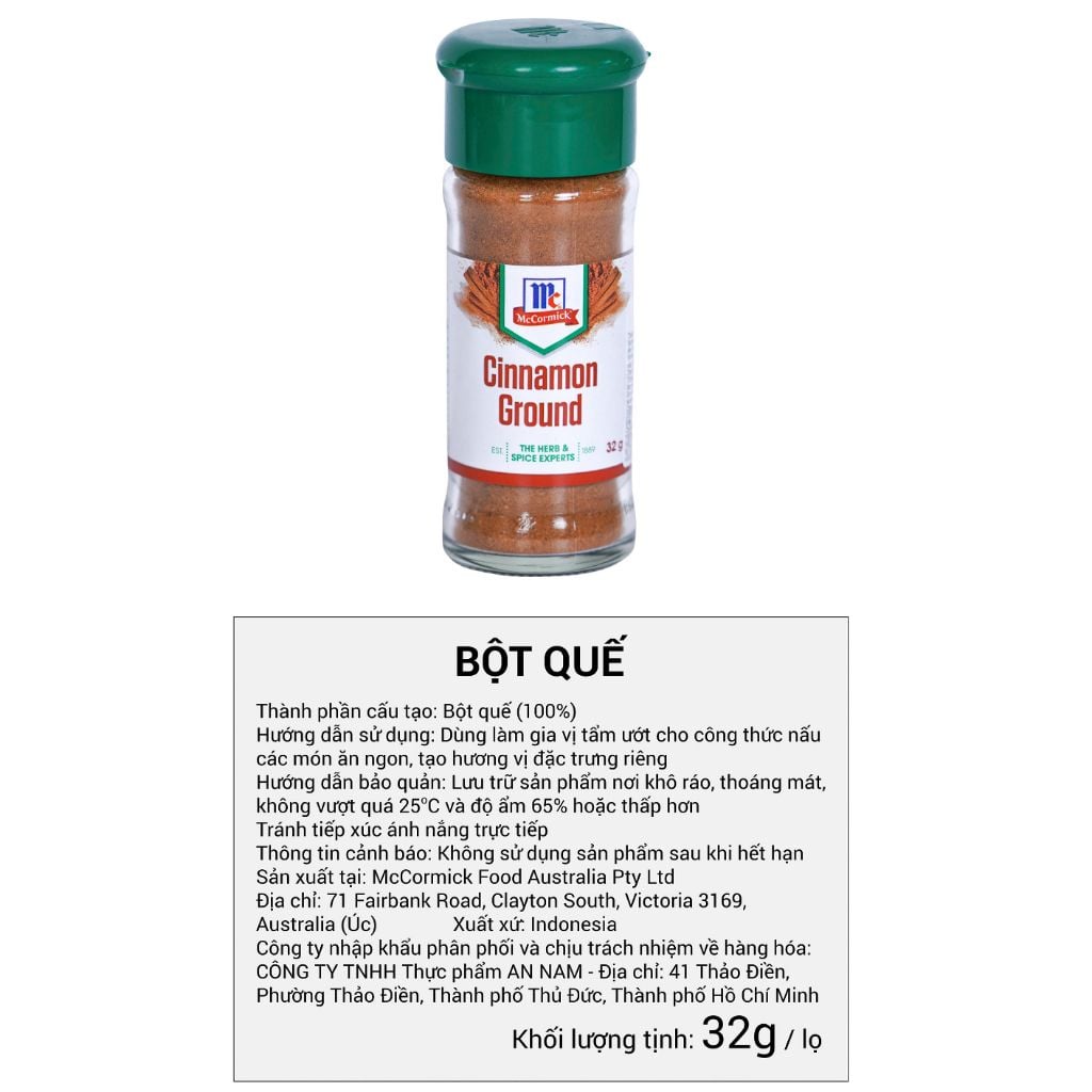  Bột quế McCormick - Lọ 32g 