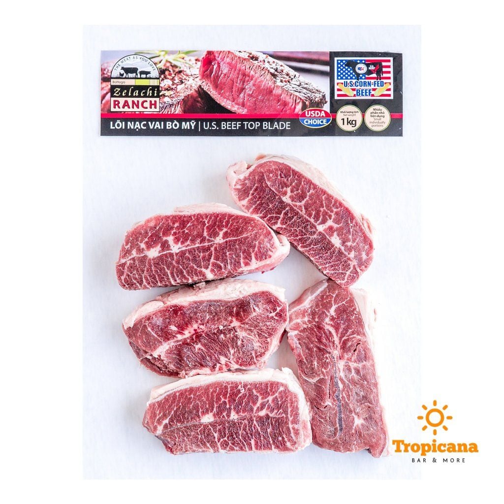  Lõi nạc vai bò Mỹ Bottega Zelachi - Túi 1kg (2cm) 