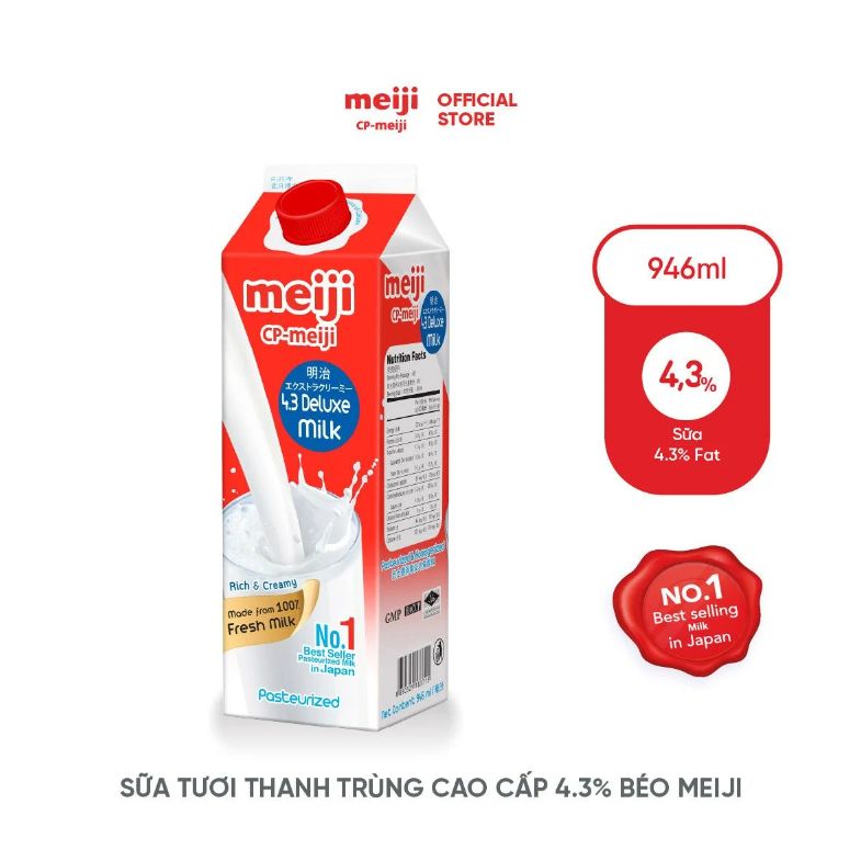  Sữa Thanh Trùng cao cấp Meiji Milk Premium 4.3% - Hộp 946ml 
