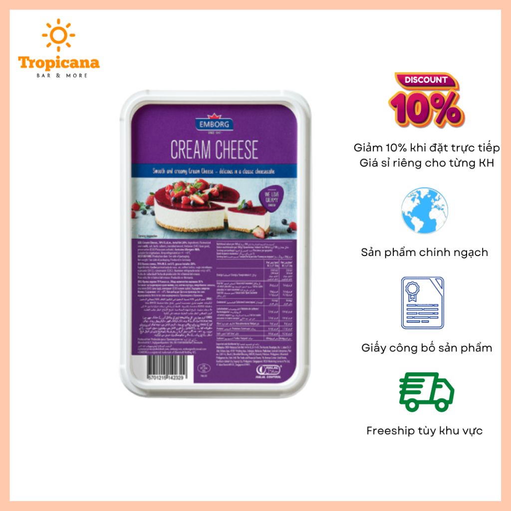  Phô mai kem Cream cheese Emborg - Hộp 200gr & 1.5kg 