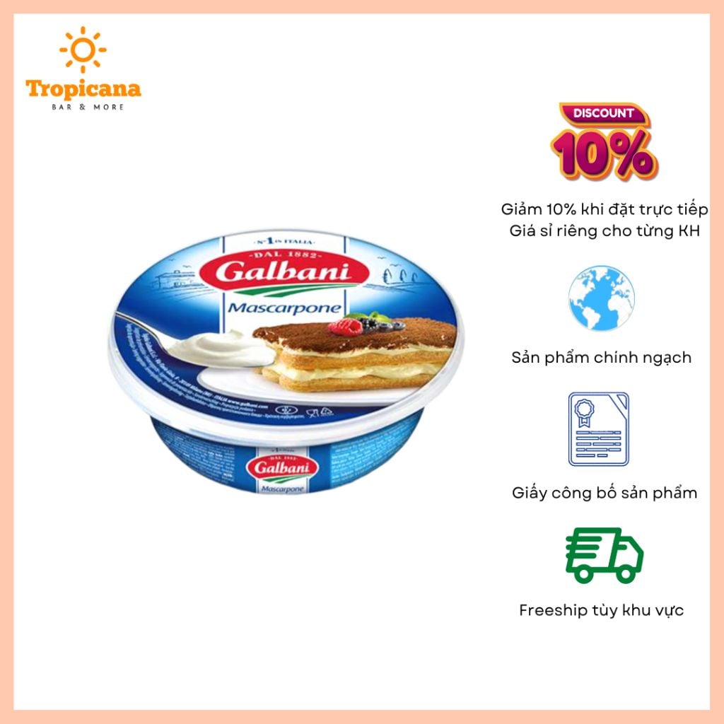  Phô mai Mascarpone Galbani - Hộp 500g & Hộp 250gr 