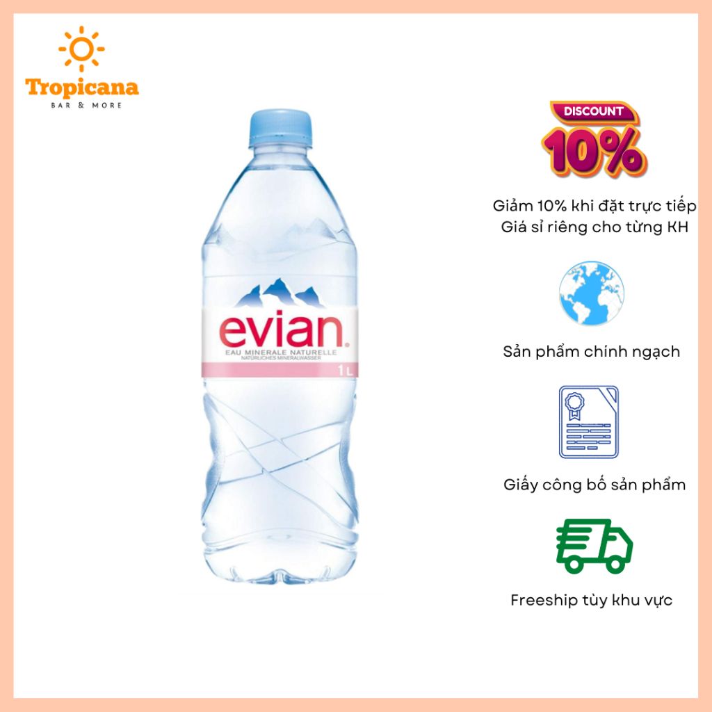  THÙNG Nước khoáng Pháp Evian các loại - Chai PET 1L 