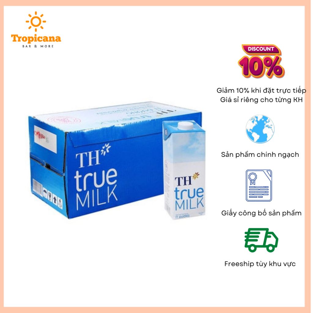  SET 6 & 12 hộp sữa Tươi Tiệt Trùng TH true MILK Nguyên chất & Ít đường 