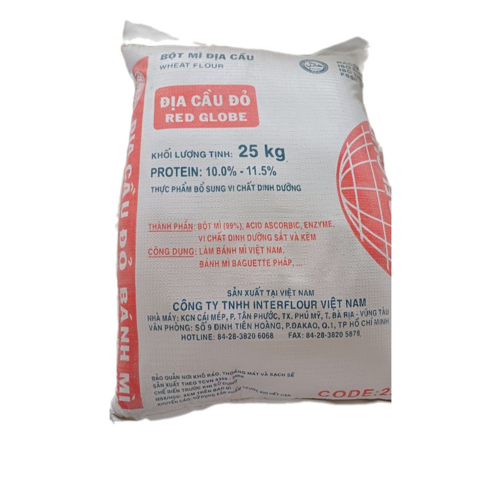  Bột mì Địa cầu đỏ Protein 10-11.5% - Bao 25kg - Có thể gửi chành ngoài để giảm ship 