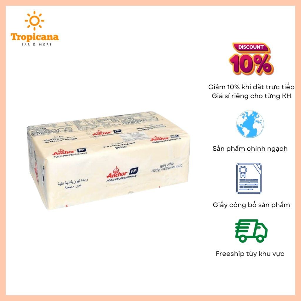  Bơ lạt Anchor - New Zealand - Gói 500gr/1kg - Cắt từ khối 5kg 
