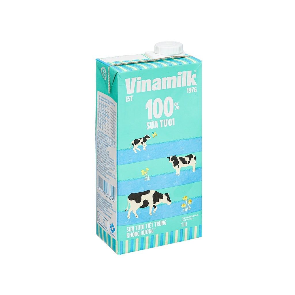  Sữa Tươi Tiệt Trùng Vinamilk 100% Có Đường - Hộp 1L 