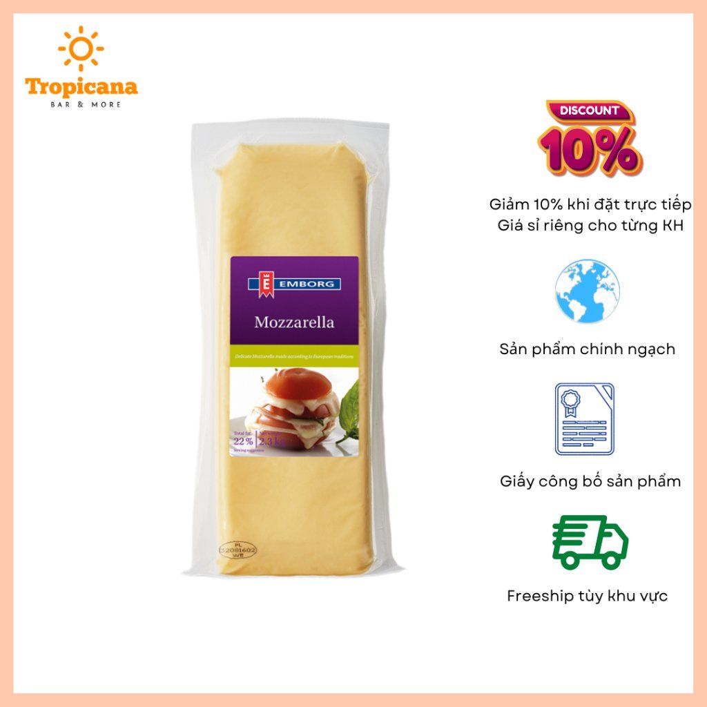  Phô mai Mozzarella Emborg - 2kg & 2.5kg 