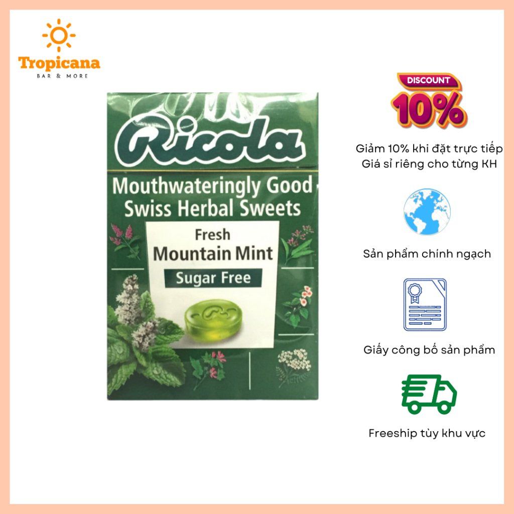  Kẹo thảo mộc Ricola - Hộp 40gr & Túi 17.5gr 