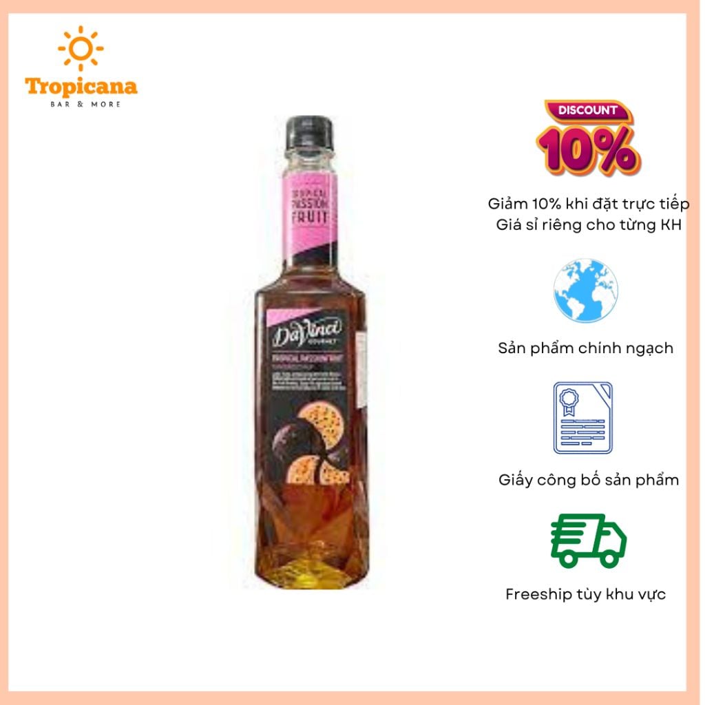  Siro Chanh Dây / Passion Fruit Syrup - Davinci - Chai 750ml 