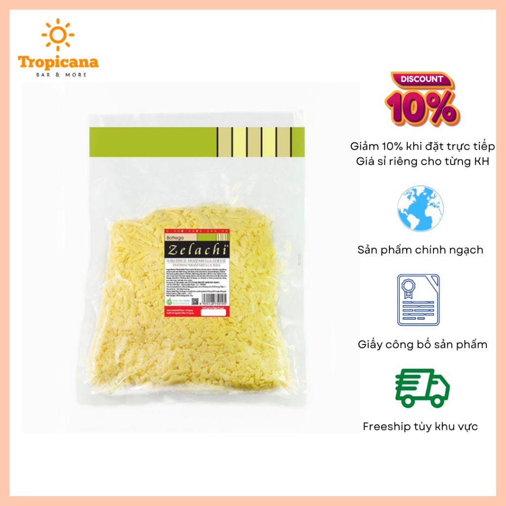  Phô mai Mozzarella bào Bottega Zelachi - 1kg 
