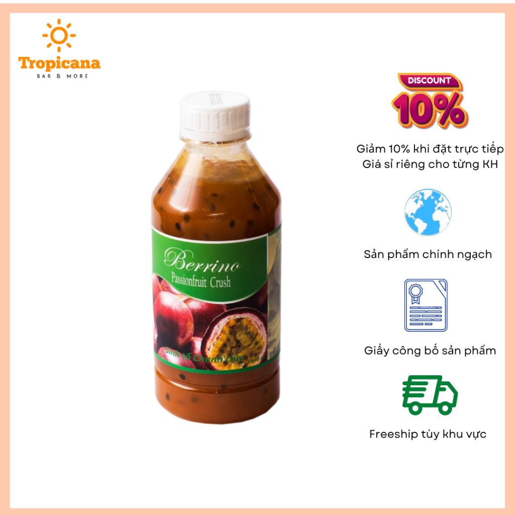  Sinh tố Berrino Chanh Dây - Chai 1L 