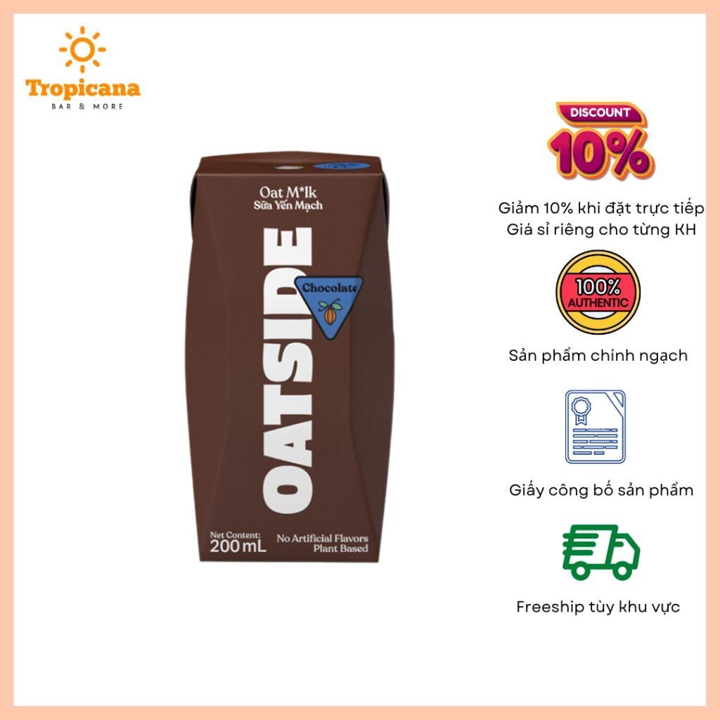  Sữa Yến Mạch OATSIDE Chocolate Oat Milk - Hộp 200ml 