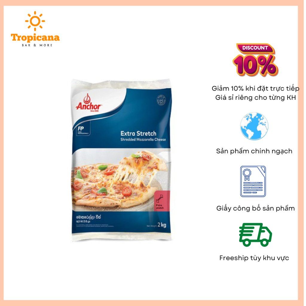  Phô mai Mozzarella Anchor New Zealand - 200g, 500gr, 1kg, 2kg (Lấy từ bịch 2kg) 