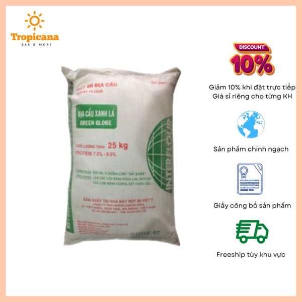 Bột mì Địa cầu xanh lá Protein 7.5 - 9% - Bao 25kg - Có thể gửi chành ngoài để giảm ship 