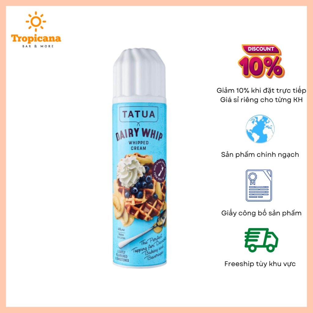  SET 6 chai Kem tươi dạng xịt TATUA - Chai 400g 