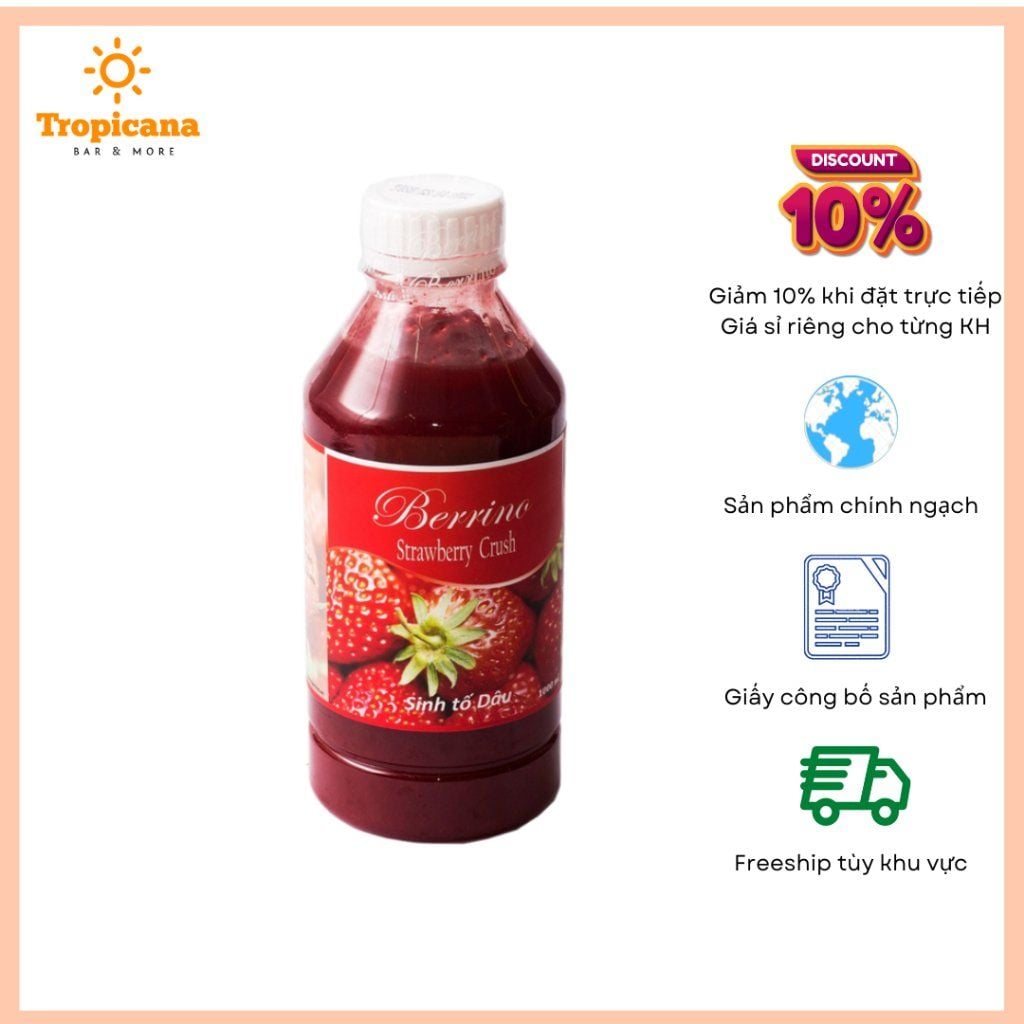  Sinh tố Berrino Dâu - Chai 1L 