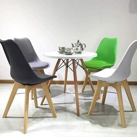 Bộ Bàn Ăn Tròn  Eames Và 4 Ghế Có Nệm