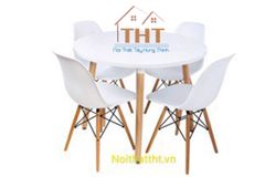 Bàn nhựa chân gỗ