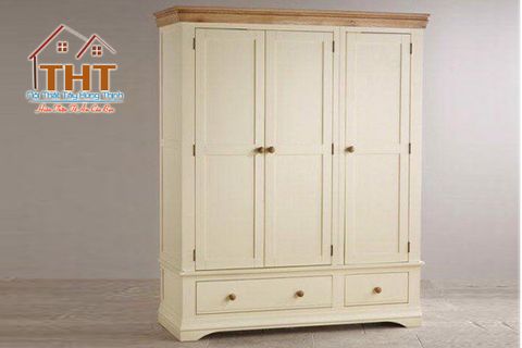 Tủ áo Trắng Nóc Sồi 3 Cánh