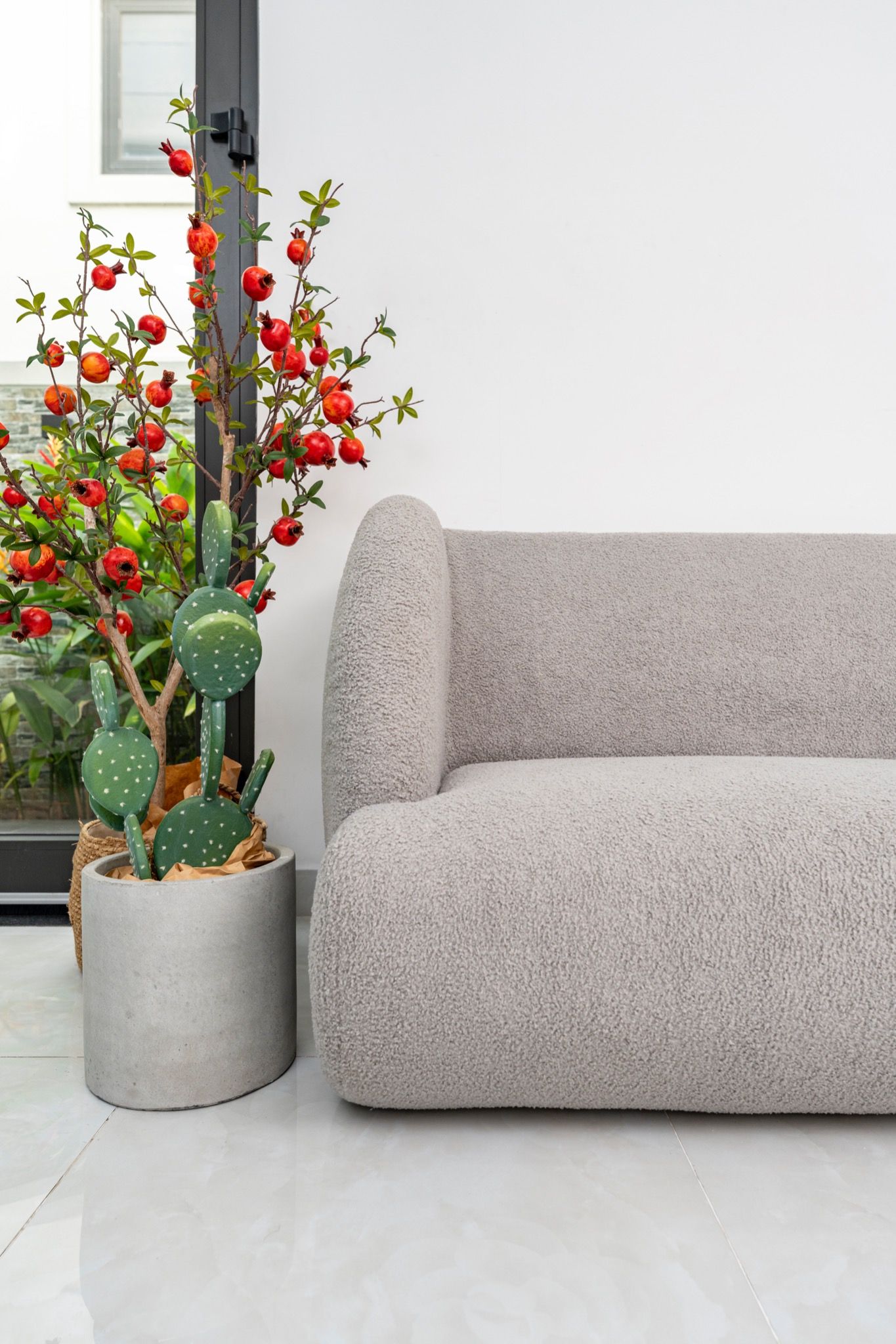  Sofa Cừu Non, 3 Chỗ Ngồi, Màu Xám 