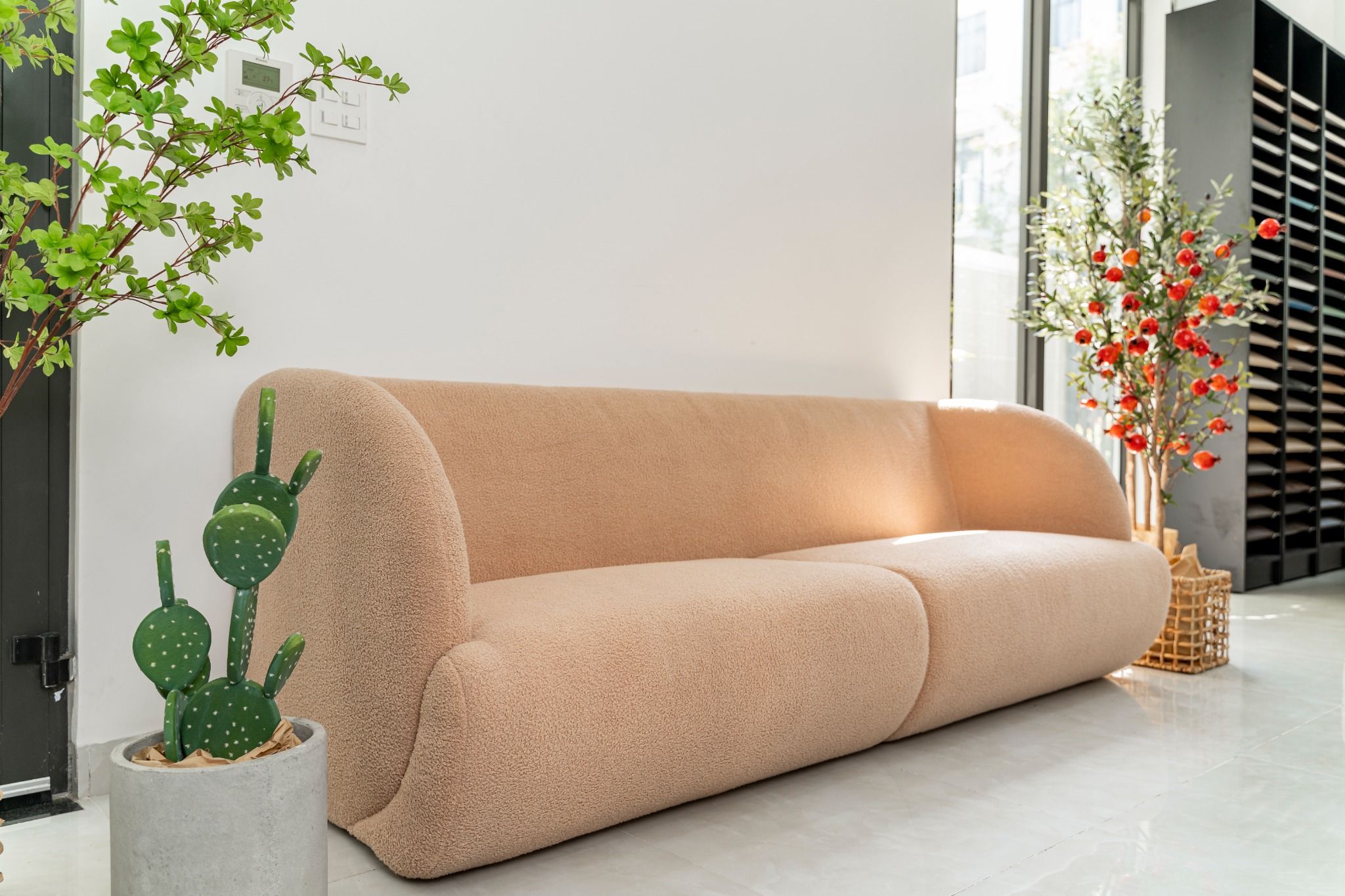  Sofa Cừu Non, 3 Chỗ Ngồi, Màu Nude 