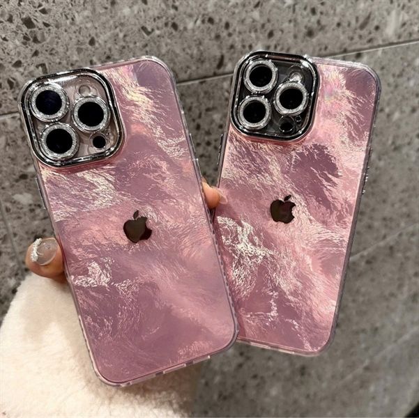 Ốp Lưng Vân Cam Nhũ Logo Táo
