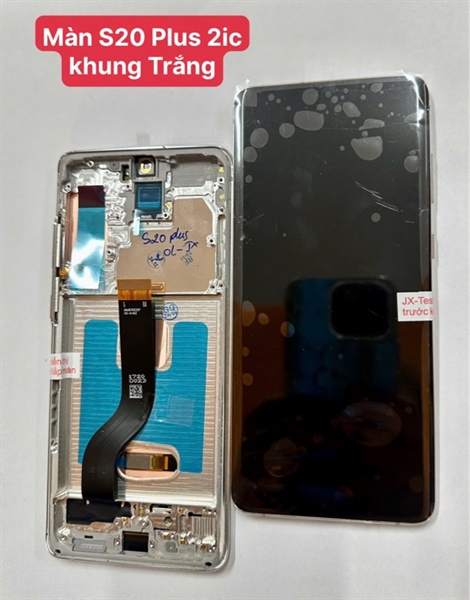 Màn Hình Samsung S20 Plus/ S20 / G985F- 2ic/ OLED- Khung- Phôi To (cong) - Trắng