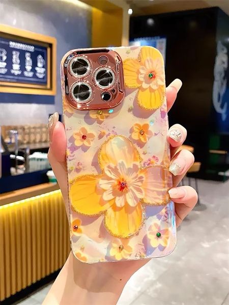 Ốp Hoa 3D Hoạ Tiết, Viền Cam Xi