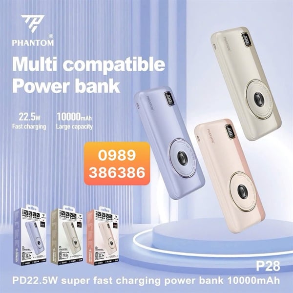 Pin Dự Phòng Phantom P28 - Sạc Nhanh 22.5w - 10000mAh