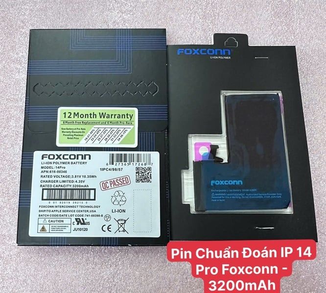 Pin Iphone - Chạy Chuẩn Đoán - 14 Pro - Foxconn - 3200mAh