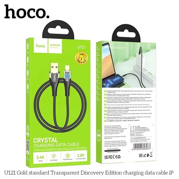 Cáp Sạc Iphone - USB.IP - Hoco U121 - dù 1.2m - 2.4A - (sl10/-5)