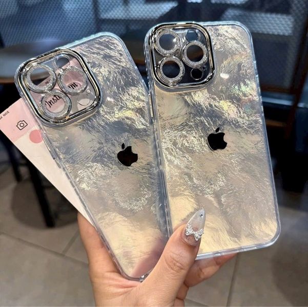 Ốp Lưng Vân Cam Nhũ Logo Táo