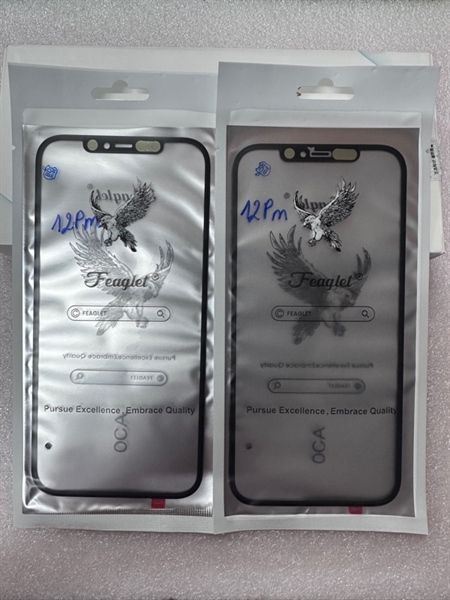 Kính Liền Keo Iphone 12 Pro Max Zin Đại Bàng - Đen