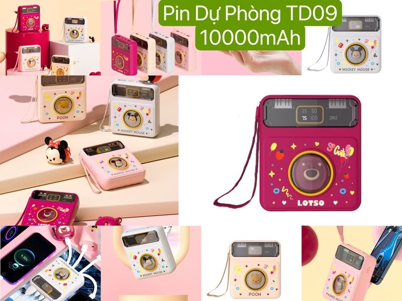 Pin Dự Phòng Disney TD09 10000mAh 3 Đầu Sạc