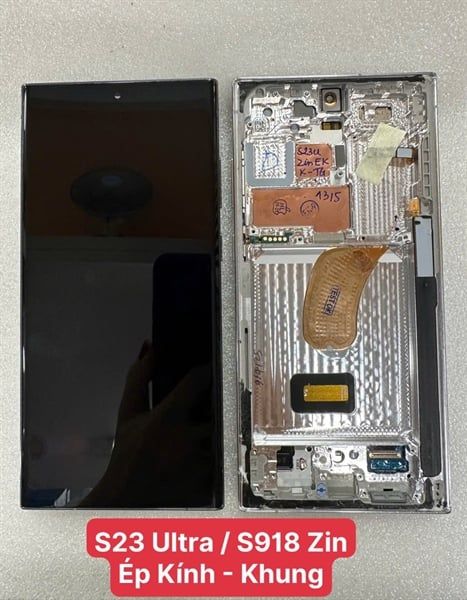 Màn Hình Samsung S23 Ultra / S918 - Zin Ép Kính - Khung - Trắng (amoled)